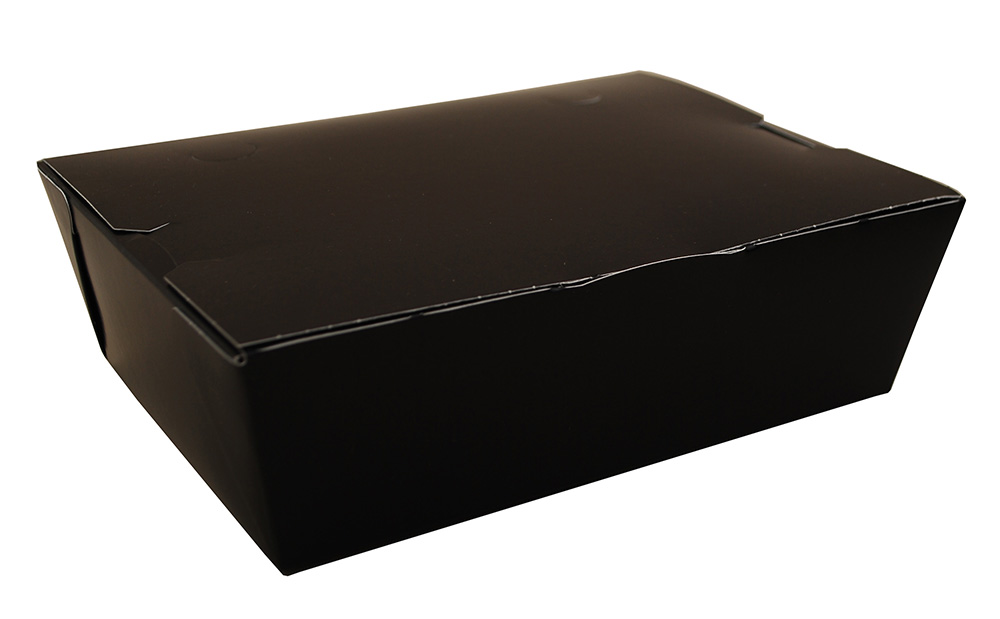 3# Black, No Leak Food Box, 7.75&quot; x 5.5&quot; x 2.5&quot; (200)