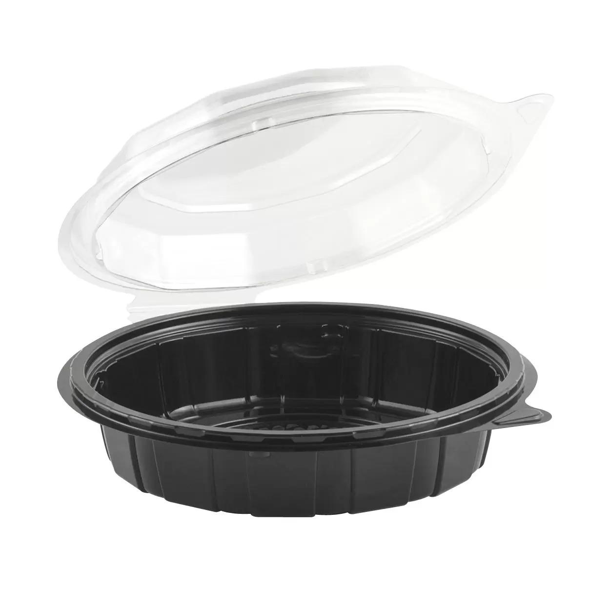 20oz Round Hinged Black  Base/Clear Top Microwave 