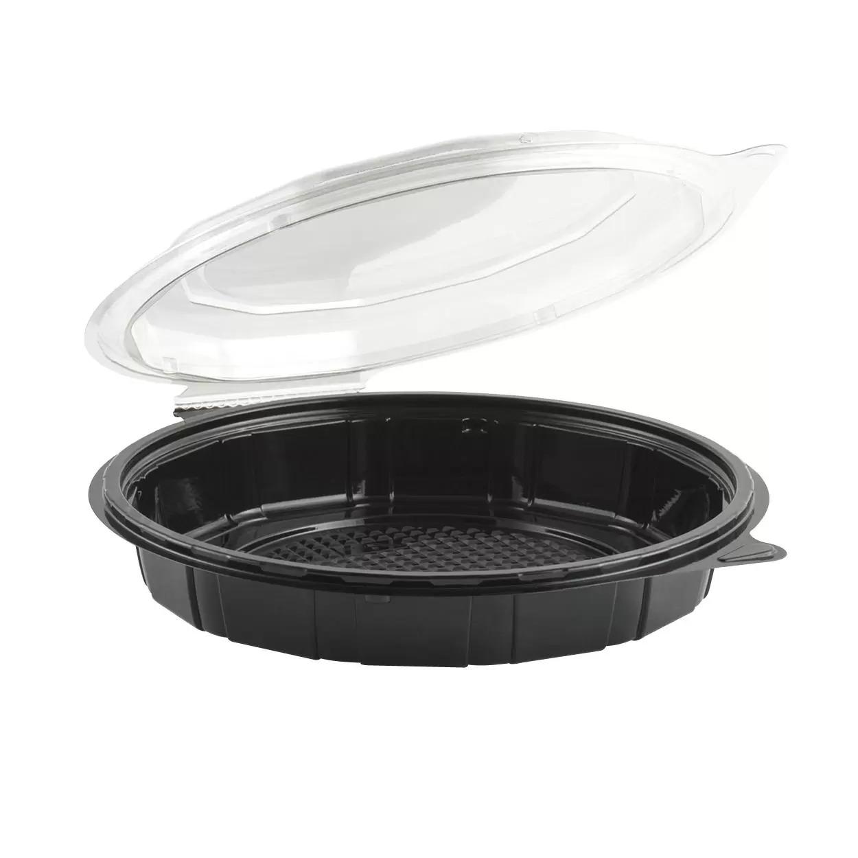 30oz Round Hinged Black  Base/Clear Top Microwave 