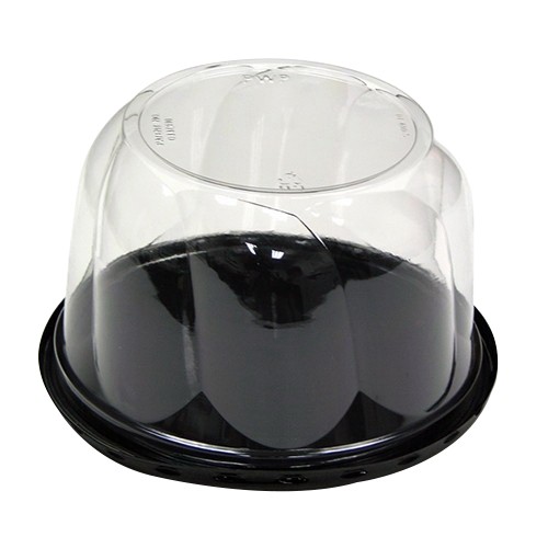 8&quot; Black Round Cake  Container/Clear HI Dome (50)